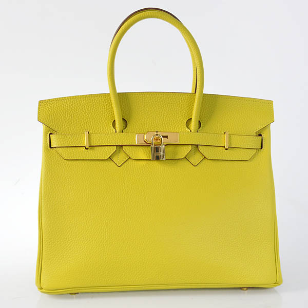 H35LLYG Hermes Birkin 35CM pelle clemence in giallo limone con